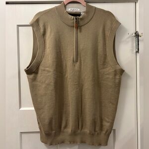 Ashworth Men's Zip Up Tan Sweater Vest